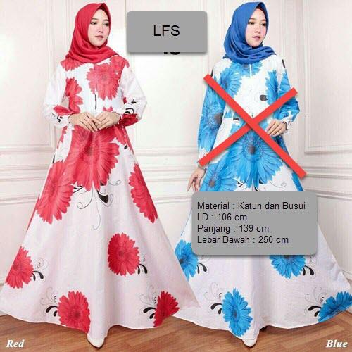 LFS Dress Gamis Baju Muslim Rossa / Terusan Maxi Hijab Syar'i/ Syari Simple Elegant / Baju Muslimah Wanita / Kebaya Modern Baloteli Tanpa Pasmina / Gaun Pesta / Pakaian Jumbo Maxy Motif Bunga Katun Jepang Murah Lebaran XXE (E18) - Biru Merah Pink Kuning