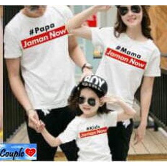 Baju Family Couple Kaos Pasangan Keluarga Kopel Kapel 1 anak Papa Mama Jaman NOW