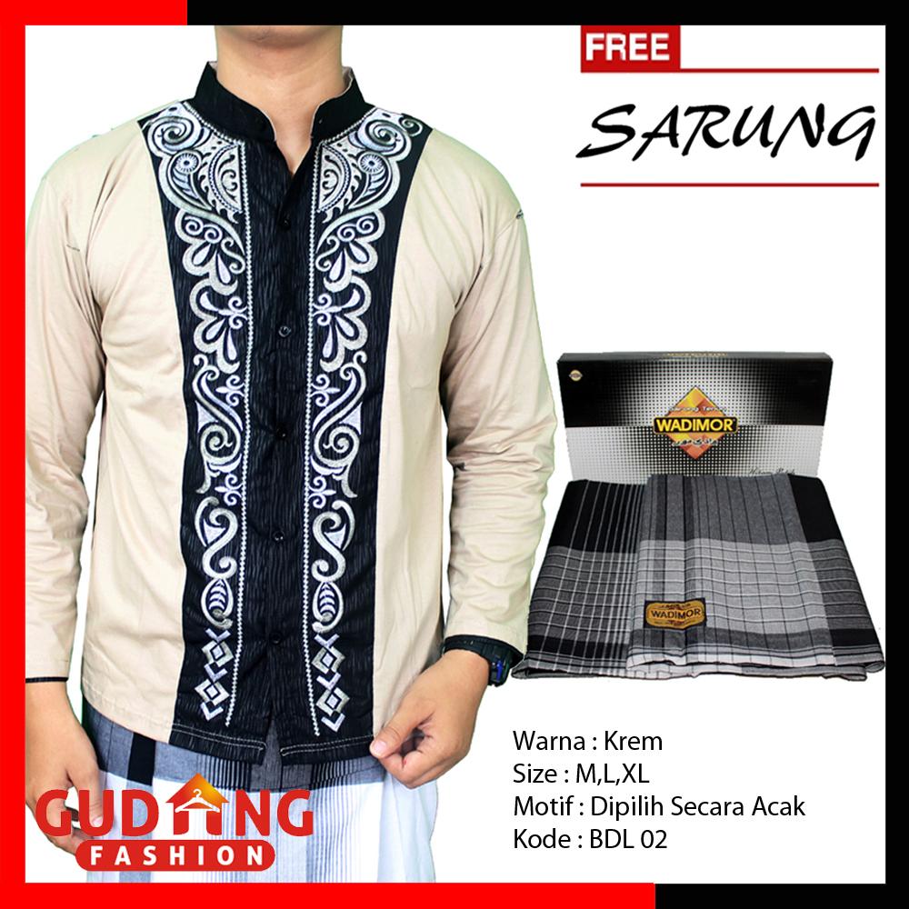 Gudang Fashion - Kemeja Muslimin Pria Baju Koko Lengan Panjang + Sarung
