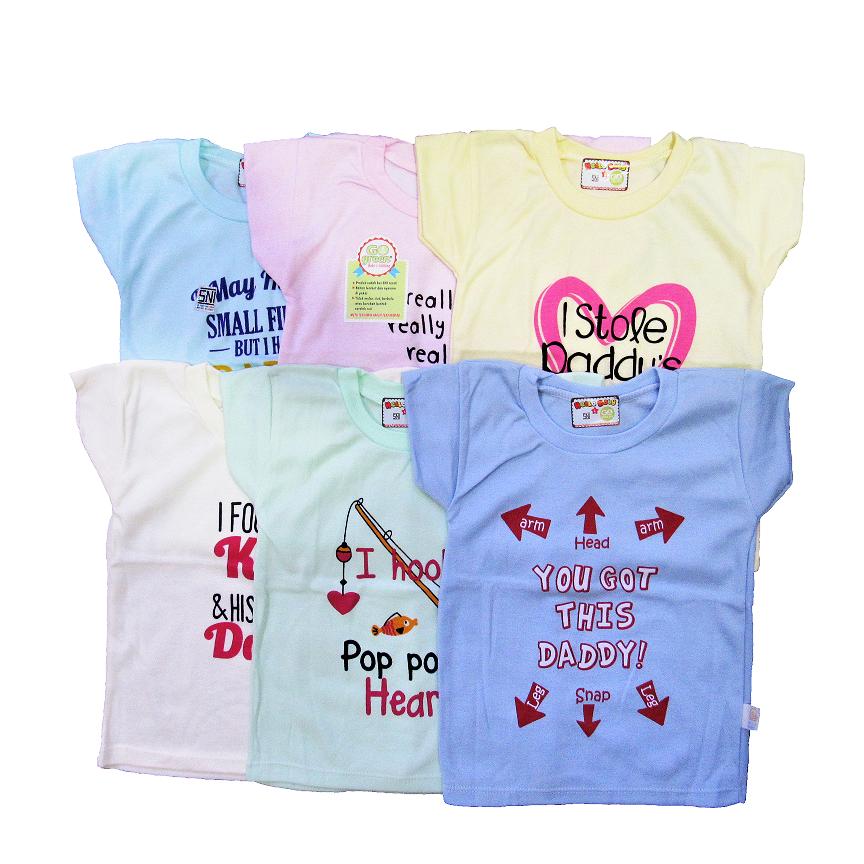 Wulanda 6 pcs baju kaos oblong bayi lengan pendek hallo baby dengan motif tulisan