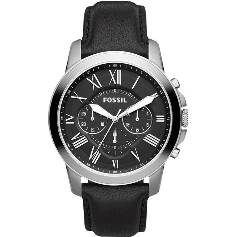 Fossil Grant Chronograph - Jam Tangan Pria - Hitam - Tali Kulit - FS4812