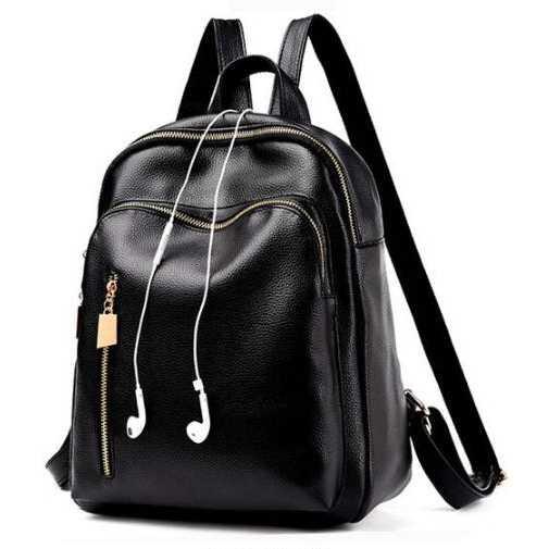 Vienna Linz Tas Ransel Kulit Vintage Wanita VINA Stylish Gadget Bag 32x27x12cm PU Leather Fashion Casual Women Accessories Good Quality Backpack School Bag Tas Punggung Sekolah Kuliah Travel Tempat Makeup Kosmetik Dompet Alat Tulis s4775 - Black