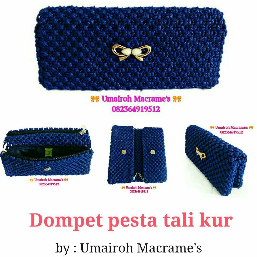 Dompet pesta- tali kur - biru elektrik - dua kantong resleting - kancing magnet - furing kain satin dan busa hati - dompet wanita