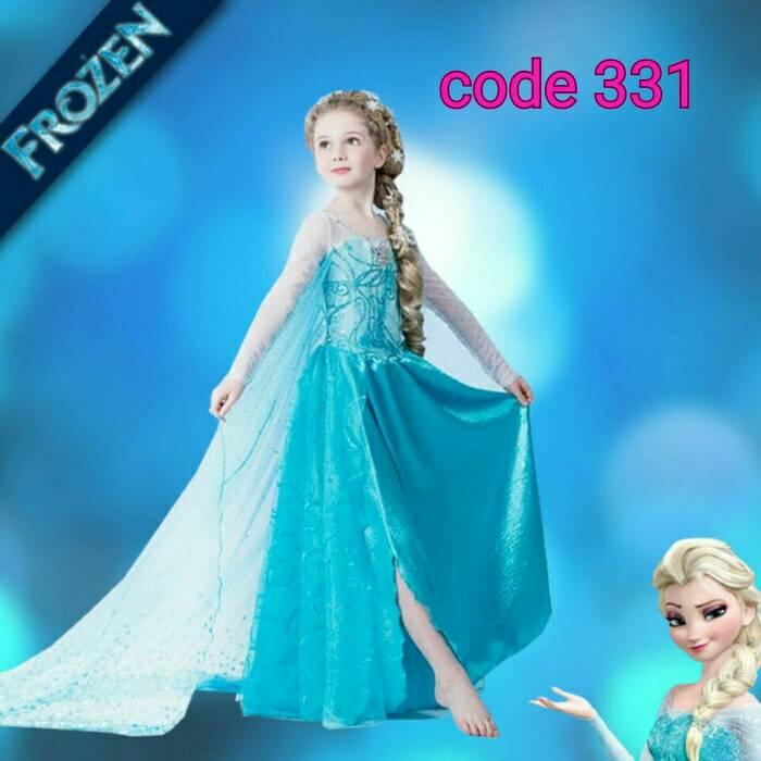 KOSTUM ELSA FROZEN IMPORT BAJU DRESS PESTA ULANG TAHUN ANAK