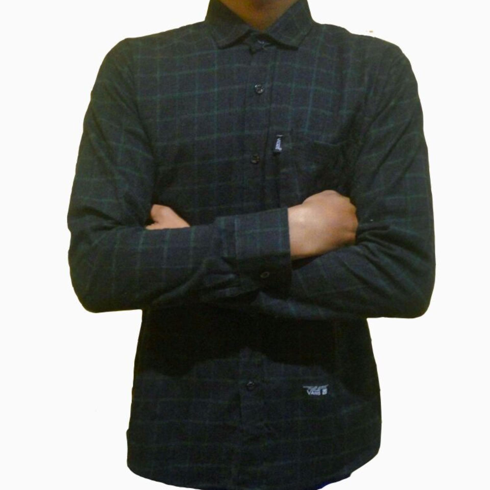 kemeja flanel lengan panjang pria premium