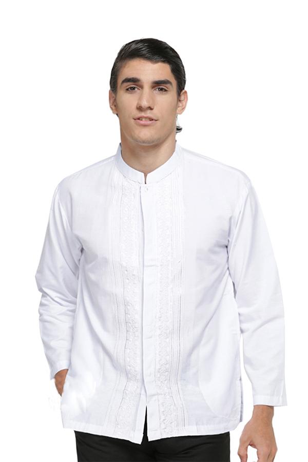 Kemeja Katun Pria  Lengan Panjang Putih  Polos  Model Baju  