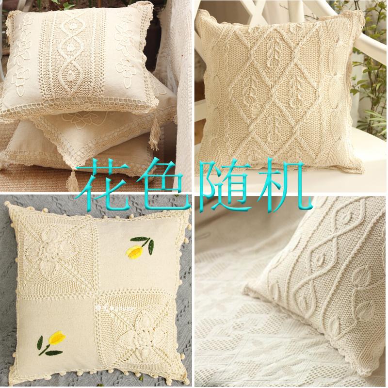 Bantal Guling Kain Linen Rajut Bantalan Punggung Retro Warna Beras