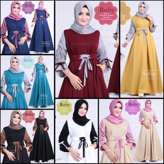 Gamis Ruby Long Dress Maxi Tangan Panjang Wanita Dewasa - Gamis polos Gamis Busui / Bumil Gamis Baloteli Busana Muslim Wanita Gamis Murah Baju Lebaran Baju Pesta