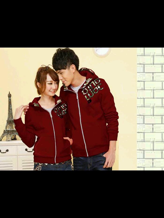 JAKET HODIE COUPLE BEST SELLER / JAKET HODIE PASANGAN QING ARMY WARNA MARUN (HARGA UNTUK 2PC)