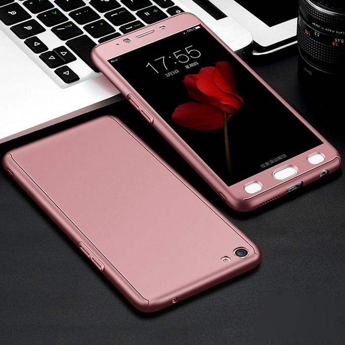 Hardcase Case 360 Oppo F3 Fullset Casing Free Tempered Glass - ROSE GOLD