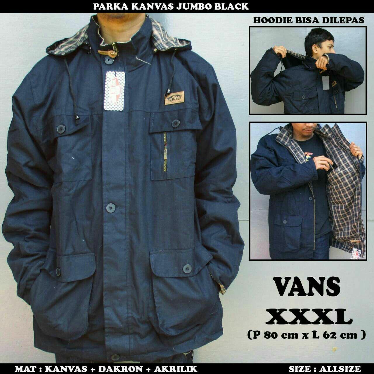 Jaket parka jumbo ukuran besar bahan baby canvas size xxl - xxxl