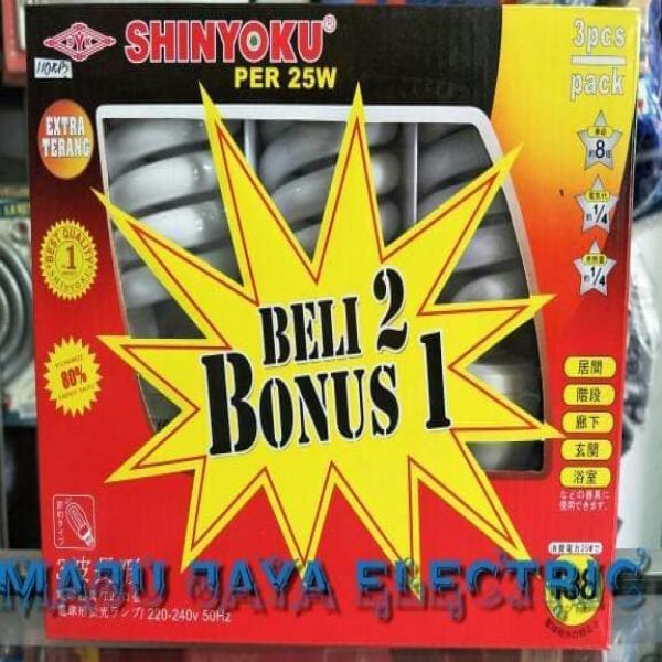 Paket Lampu Shinyoku Spiral Ulir 25 watt 25 w Beli 2 Bonus 1 25watt