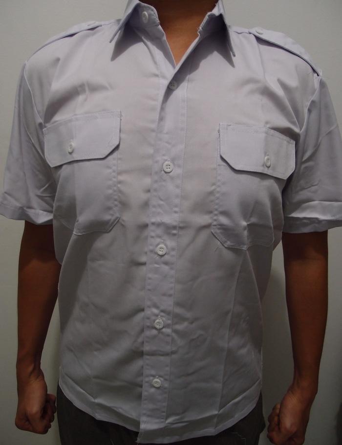 Kemeja Pilot Pangkat PDL Teknisi PNS Putih Jokowi Pendek