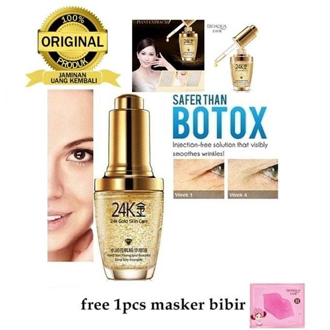 Bioaqua 24k Gold Skin Care Serum Wajah Emas 24K Penghilang Kantung Mata dan Kerutan Wajah + Free Masker Bibir
