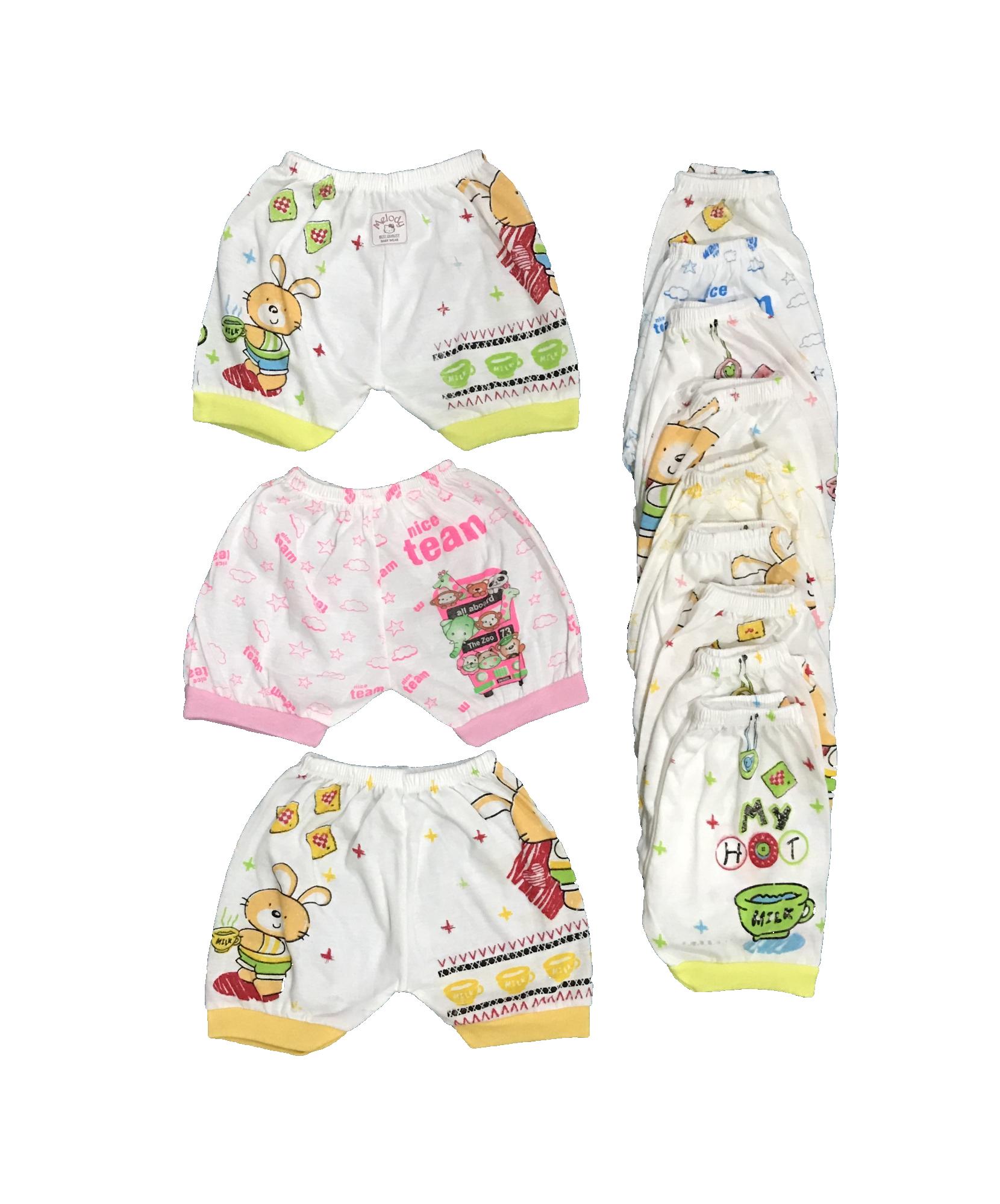 BAYIe - Celana pendek Bayi isi 12 pcs MELODY umur 0-12 bulan/celana santai/celana rumah/anak laki-laki/anak perempuan
