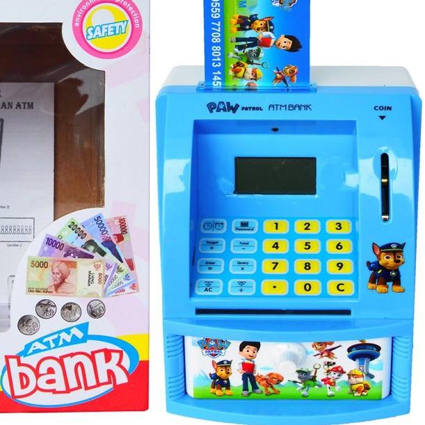MAINAN ANAK CELENGAN ATM MINI MESIN HITUNG SALDO UANG KERTAS DAN KOIN Hello kitty / PAW PATROL