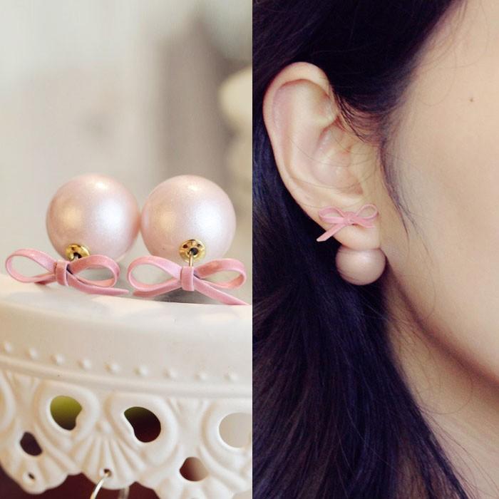 Anting Korea Pita Pink Lucu/Dior Bowknot Minimalist Earrings Import Aksesoris Fashion Wanita Murah