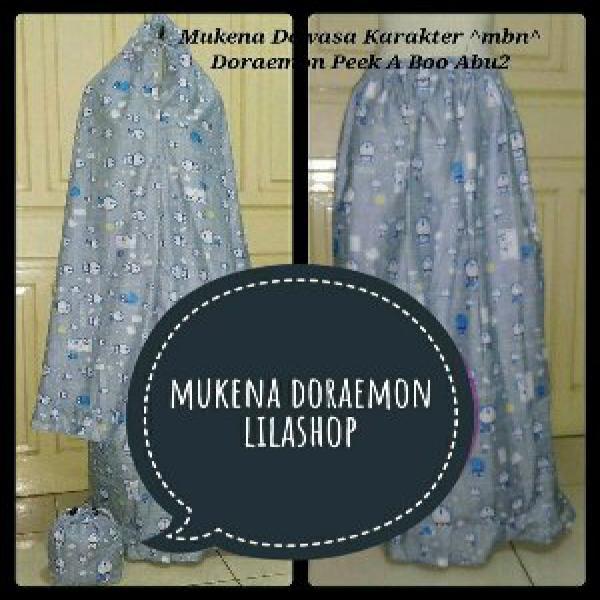 mukena dewasa doraemon abu