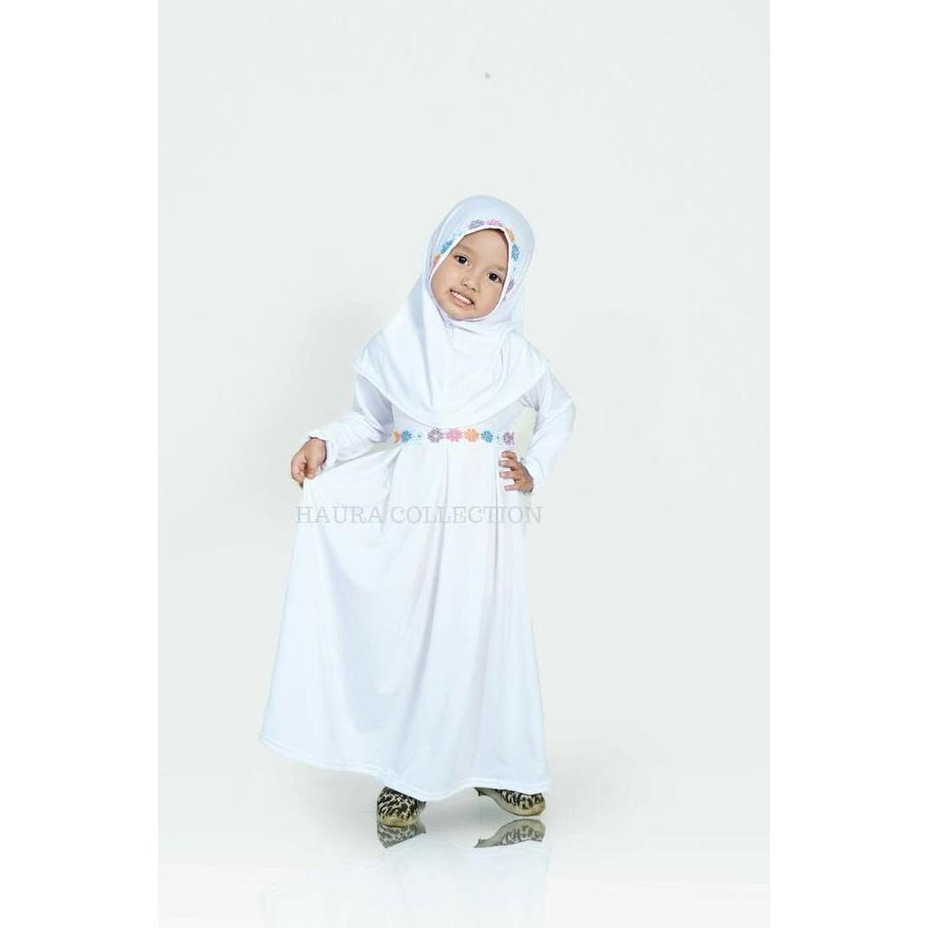 PROMO SALE BAJU GAMIS ANAK PEREMPUAN UNTUK MANASIK PUTIH FZ001XO