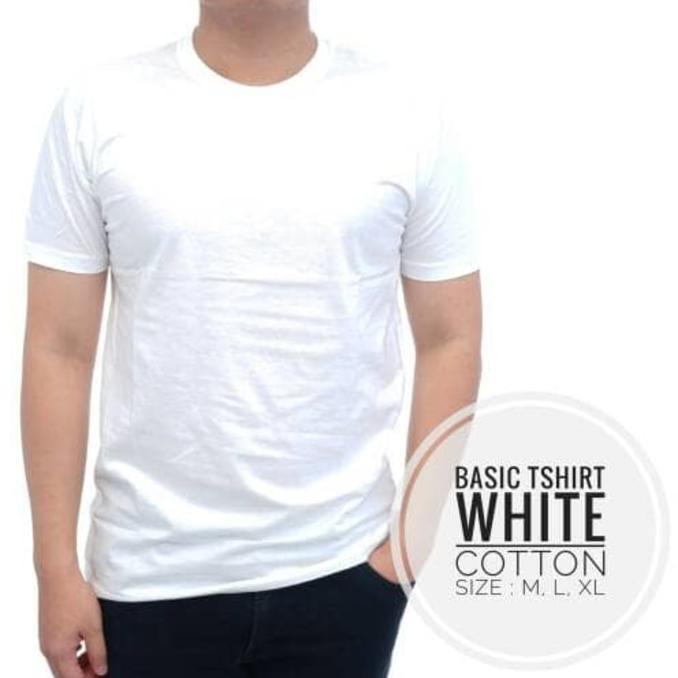 Jual Kaos Distro Pria Polos Warna Putih - Sale Promo!!