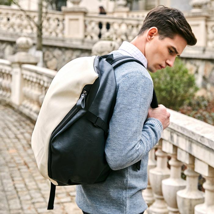 Tas ransel kulit pria impor korean style + T4 laptop. -LOGAN BAG-