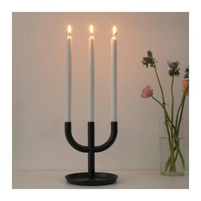 IKEA ENIGHET Tempat Lilin Untuk 3 Lilin - Hitam, 22 cm