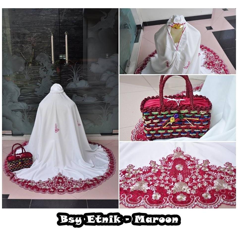 Mukena Dewasa BSY BORDIR + TAS ETNIK Maroon
