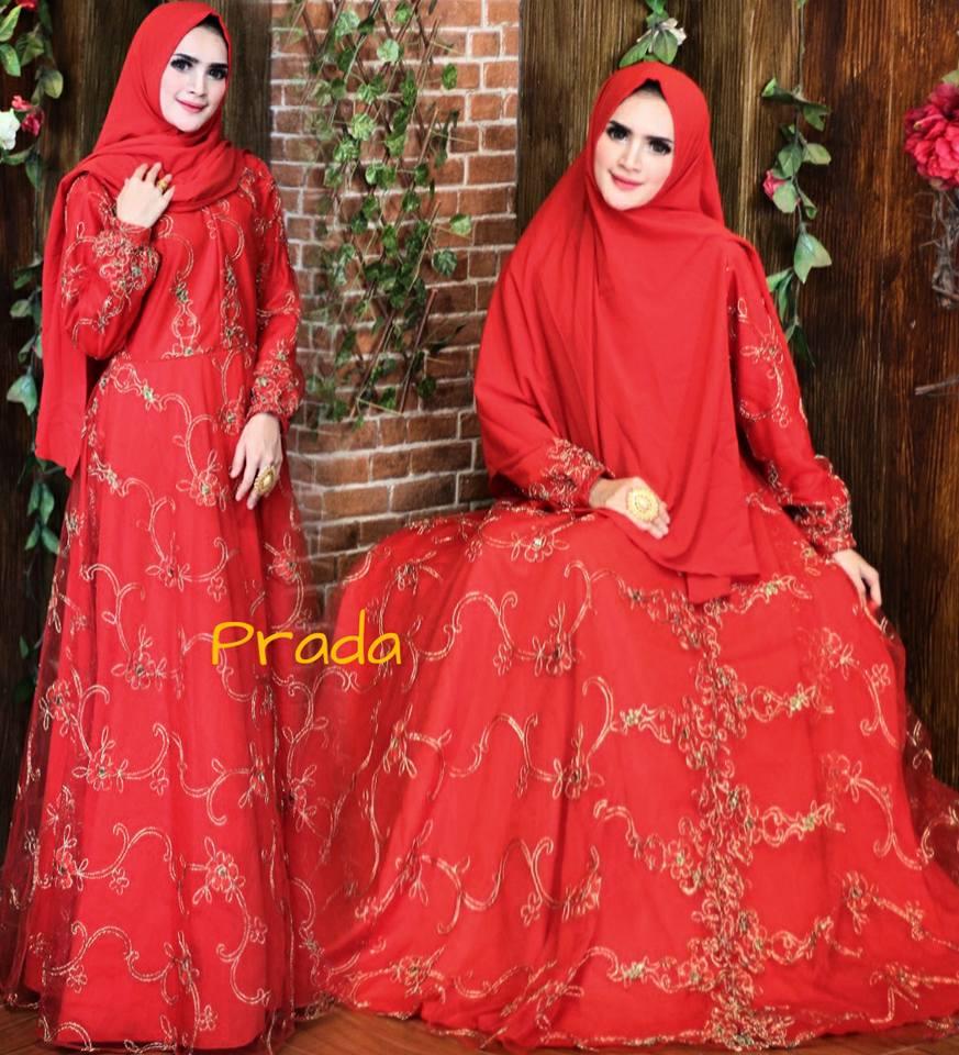 Baju muslim wanita murah/Gamis Syari Brokat terbaru terlaris/Gamis syari brokat klok empat meter busui