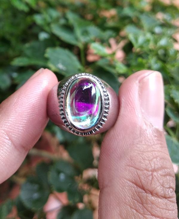 Cincin Titanium Tanam Batu Akik kalimaya India oval kantoran HQ