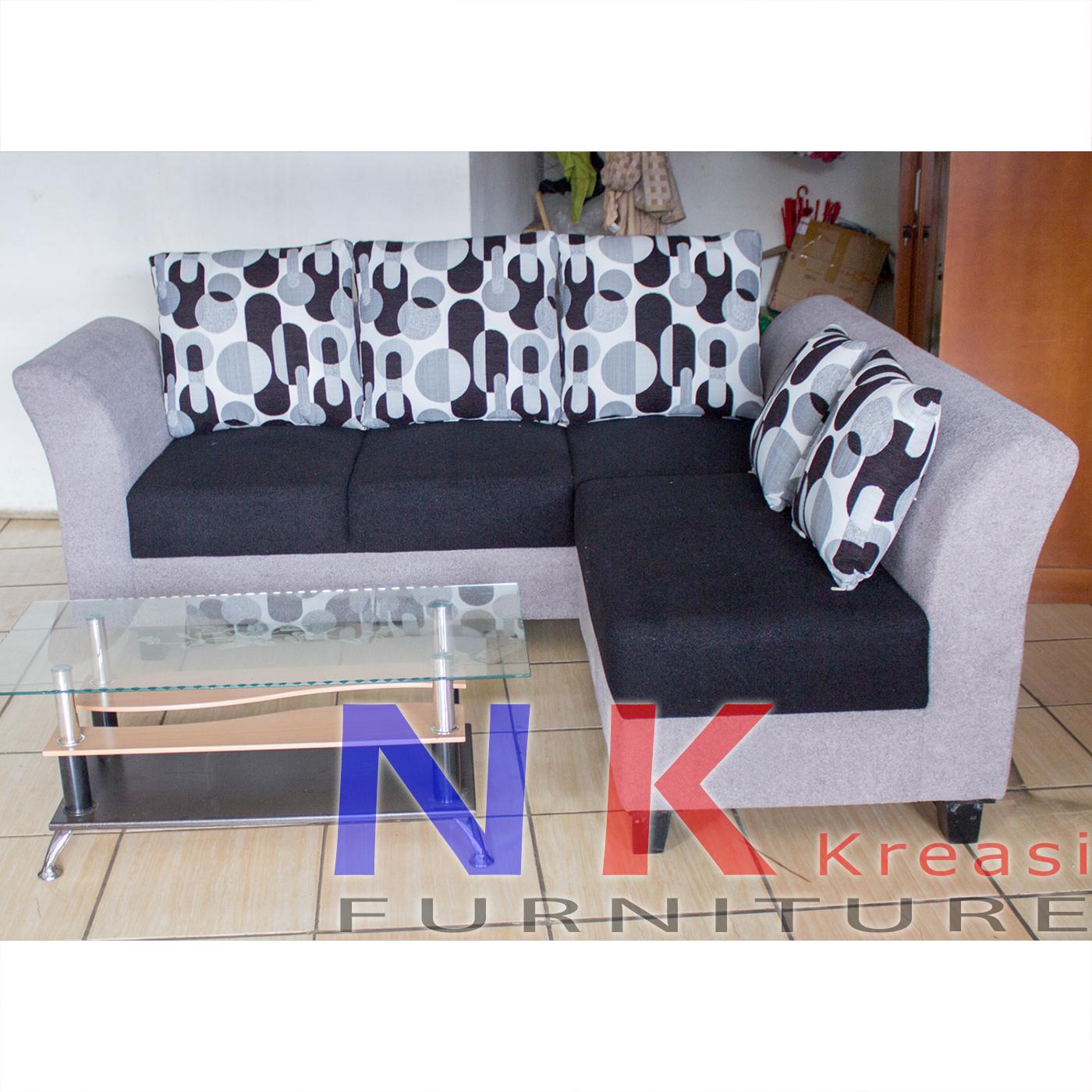 Sofa Kursi Tamu minimalis, L sudut mewah BIG SIZE + MEJA TAMU - JABODETABEK ONLY