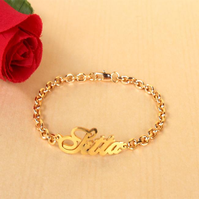 Jual Gelang Nama Gold Lapis Emas 24 Karat Bisa cetak sesuai nama