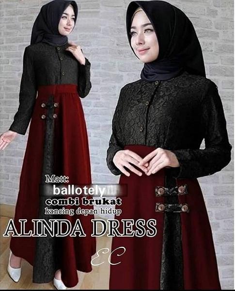 gamis fashion maxi Alinda  dress wanita baju muslim wanita kekinian