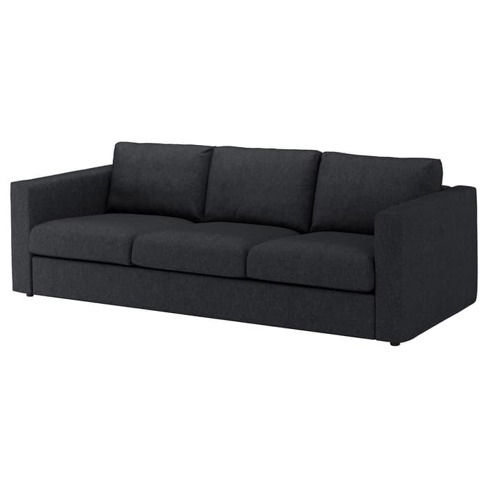 IKEA VIMLE Sofa 3 dudukan, dengan ujung terbuka, Tallmyra hitam