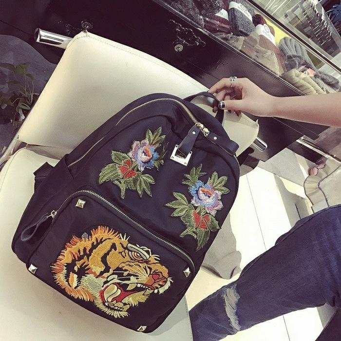Tas Ransel Fashion Gucci Nylon Tiger Embroidered Backpack Murah Import - nc34fR