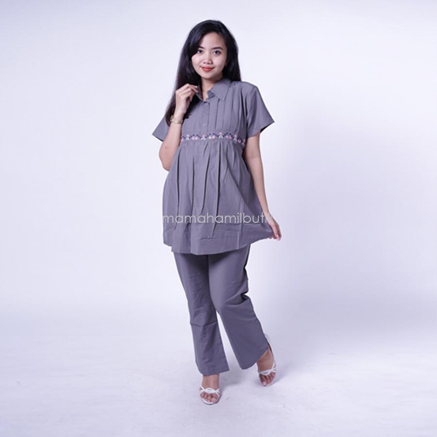 Ning Ayu Setelan Hamil Kerja Kinara Lengan pendek full kancing modis Formal kerja - STD 76 / Baju Hamil Kerja / Baju Hamil Modern / Baju Hamil Lucu / Baju Hamil Modis/ Baju Hamil Murah / Baju Hamil Untuk Kerja /Baju Hamil Muslim / Baju Hamil Seksi