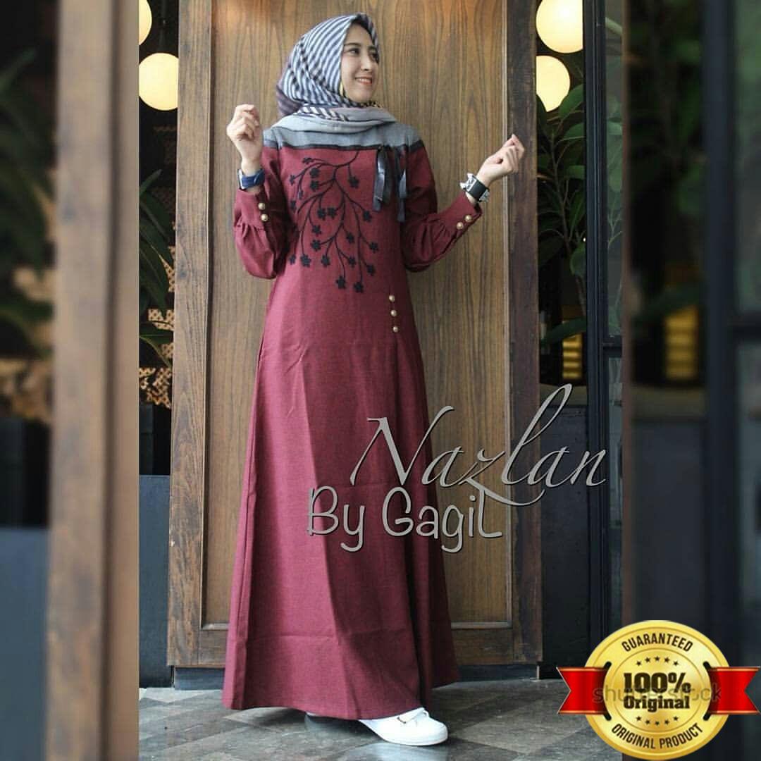 Dress Panjang Dress Wanita Dress Muslim Gamis Muslim Gamis Terbaru Nazlan Dress