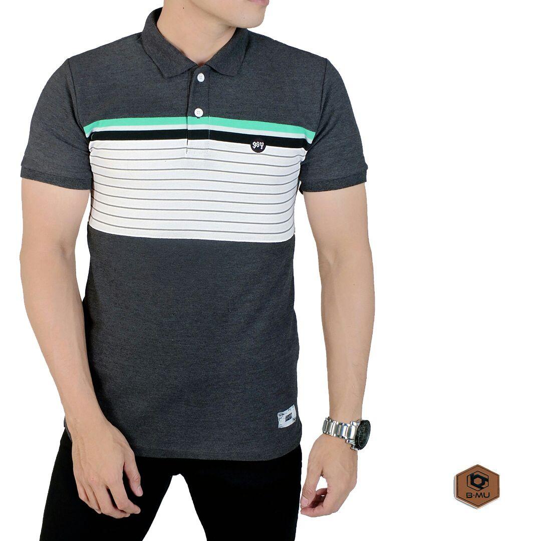 the most - Poloshirt Abu Mix Lines hijau hitam/kaos kerah garis hiaju baju pria murah kaos polo shirt cowok distro Lazada Birthday