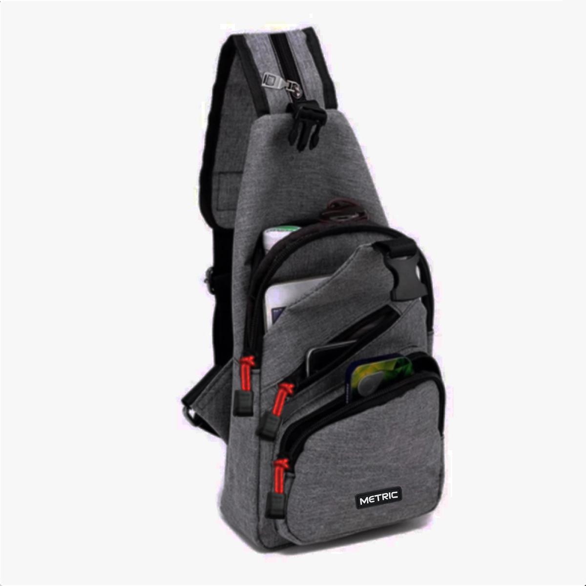 Pelangi tas metric 2 in 1  Tas Slempang Pria Chest Bag Crossbody N0n USB CHARGER 1206-12RZ Waterproof  