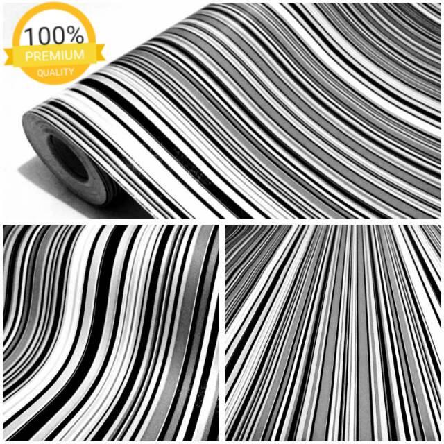 Wallpaper Dinding Murah Ruang Tamu Kamar Garis Hitam Putih Minimalis Elegan Terbagus Terlaris Indah