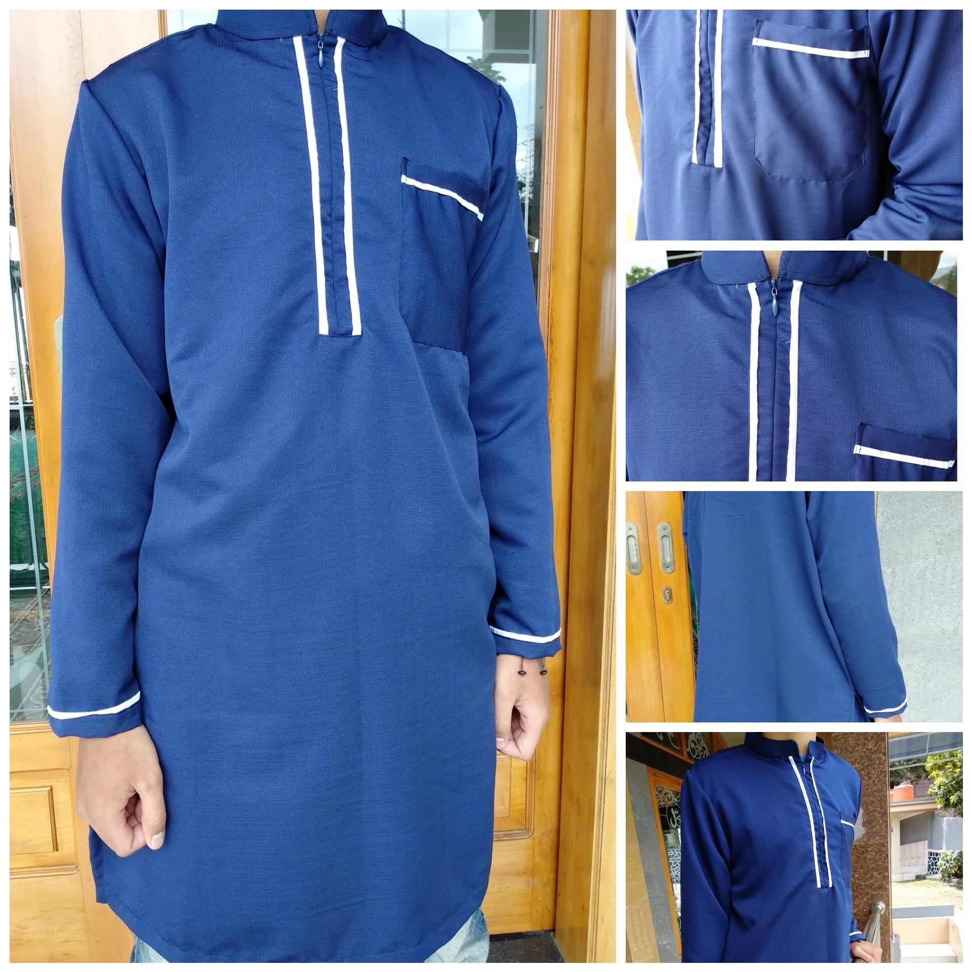 Baju Koko Muslim Terbaru Berkualitas Syauqi (Biru Dongker)