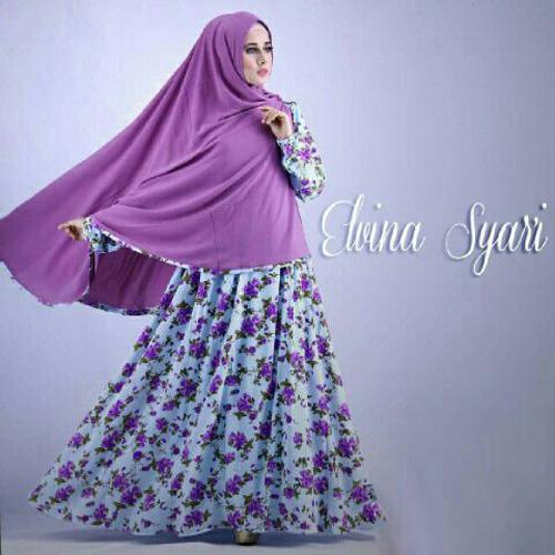 Syakirah Syari Elvira / Baju Muslim / Muslim Dress / Gamis Wanita / Bergo Syari / Set 2 in 1