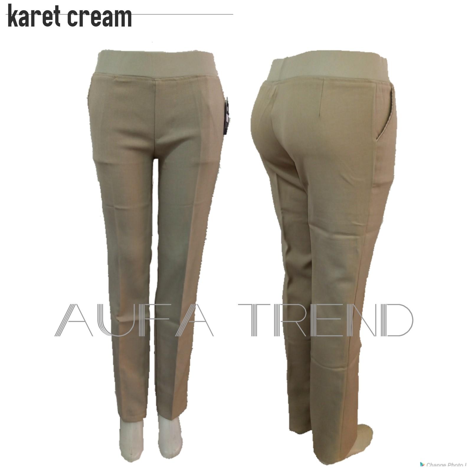 odezhda store celana kerja wanita celana bahan wanita celana panjang formal wanita celana kantor model pinggang karet cream