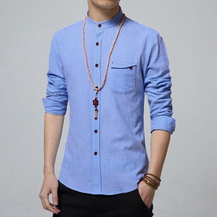 Baju Koko Katun Zyan Biru Stretch Soft Blue