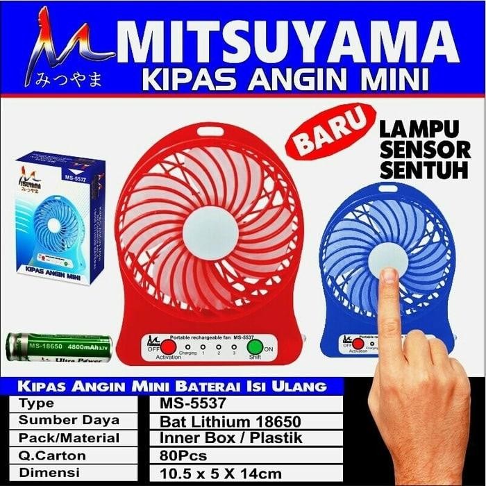 MITSUYAMA MS-5537 mini fan rechargeable + emergency / kipas portable