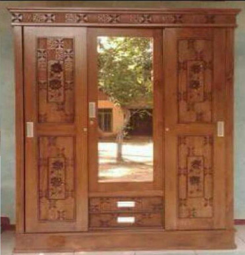 Almari Pakaian Minimalis 3,Pintu Sliding Ukir Kayu Jati - Minat Chat Whatsapp:083135131748.Toko Kami