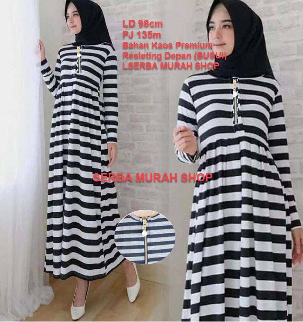 BajuPromo Baju Dress Muslim BUSUI Salur /Gamis Muslimah/ Top Atasan Maxi Gaun Lengan Panjang Hijab Muslimah Lebaran / Dress Formal Kasual Santai (Dress Salur) XX