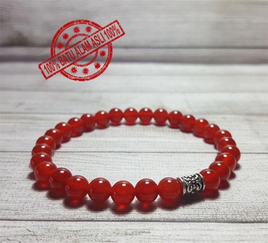 Gelang Batu Asli Cowok Cewek Red Agate 6mm