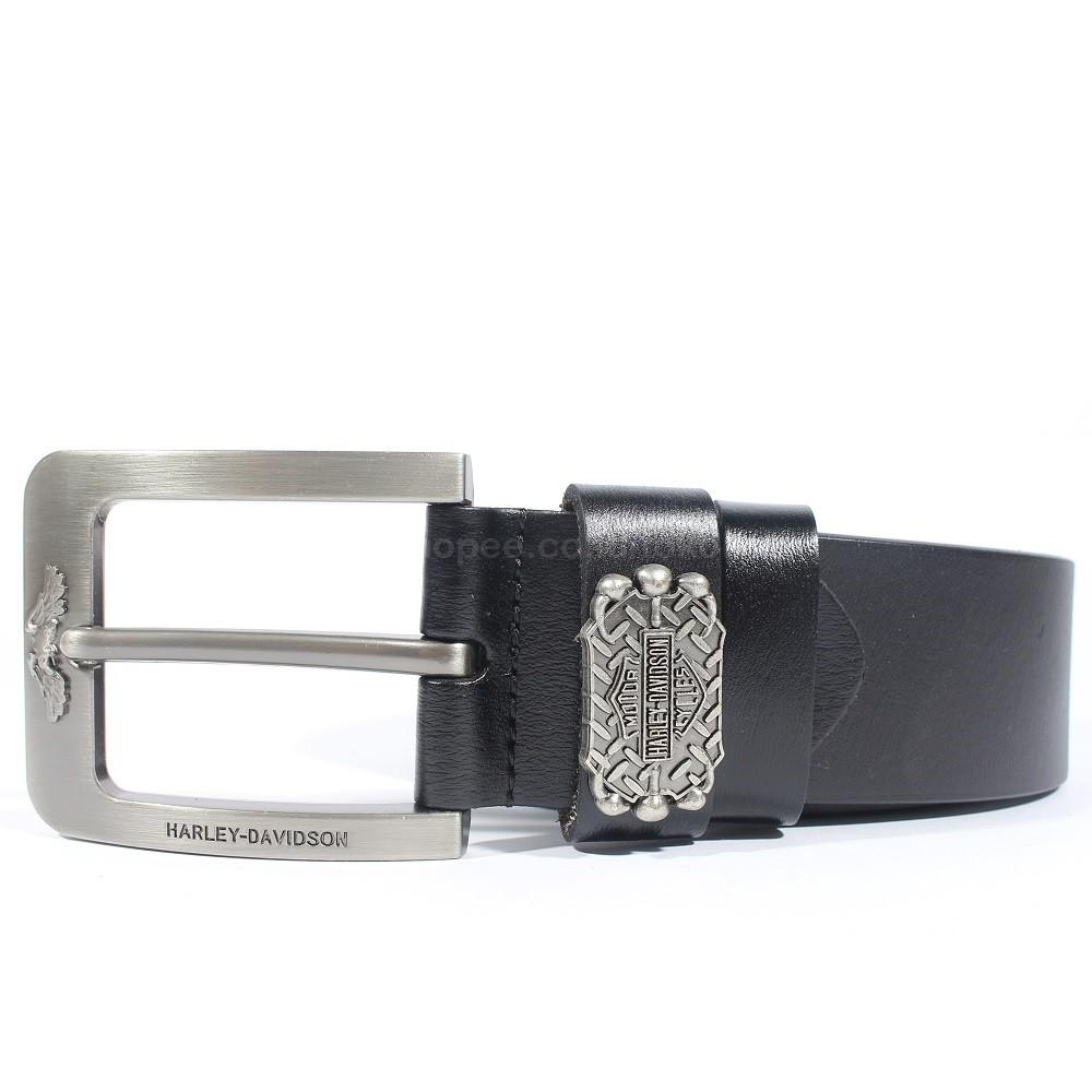 GESPER IKAT PINGGANG KULIT PRIA SELAPIS HARLEY DAVIDSON HD3 BLACK
