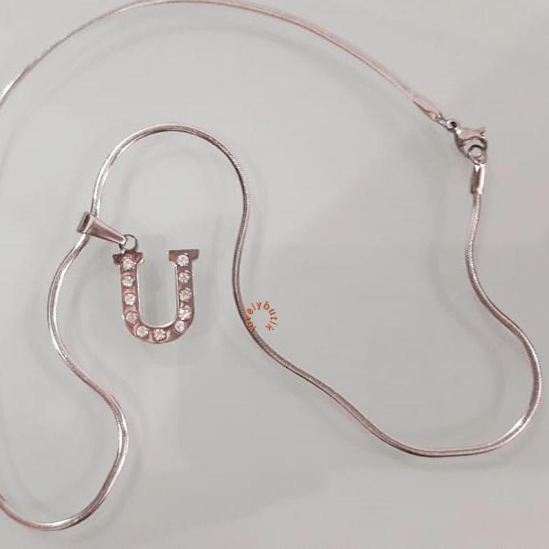 Lovely Honey Kalung Titanium Inisial U Silver Wanita / Kalung Titanium Wanita / Kalung Titanium / Aksesoris / Aksesoris Wanita / Kalung Wanita