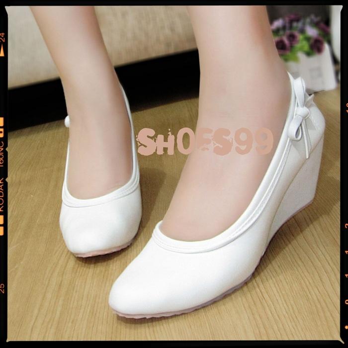 Wedges Pantofel Putih / wedges / wedges murah / slip on / high heels impor / sepatu sneakers / sandal keren / sandal flat / sepatu wanita / sandal wanita / sepatu sandal / sepatu